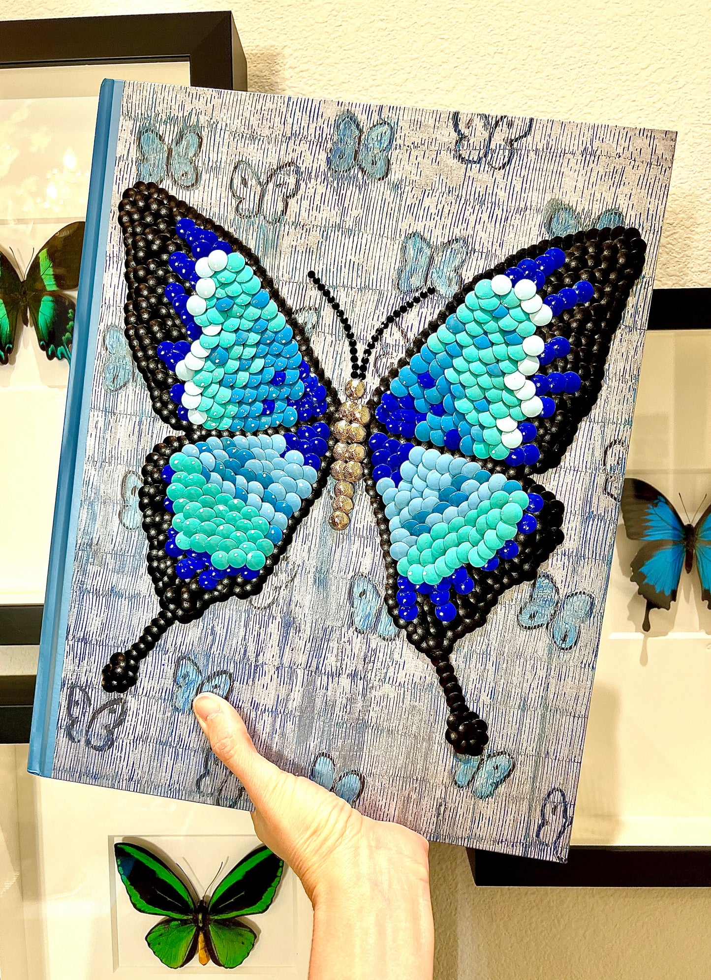 Blue Butterfly Studded Coffee Table Book
