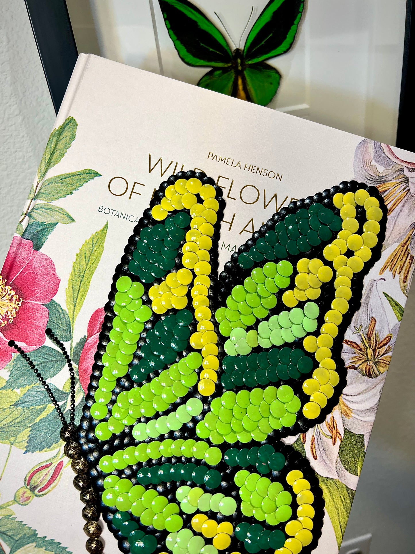 Green Butterfly Studded Coffee Table Book