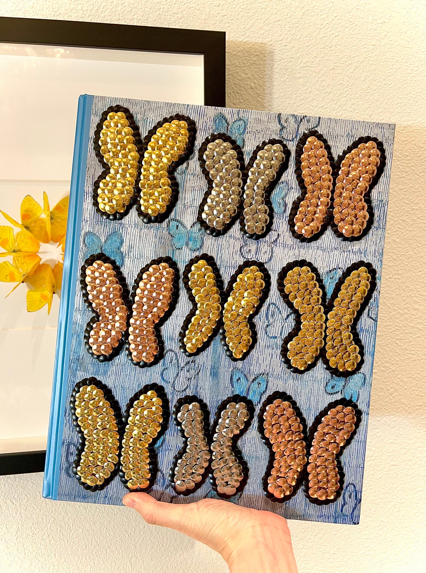 Gold, Silver, Rose Fluttering Butterflies Studded Coffee Table Book