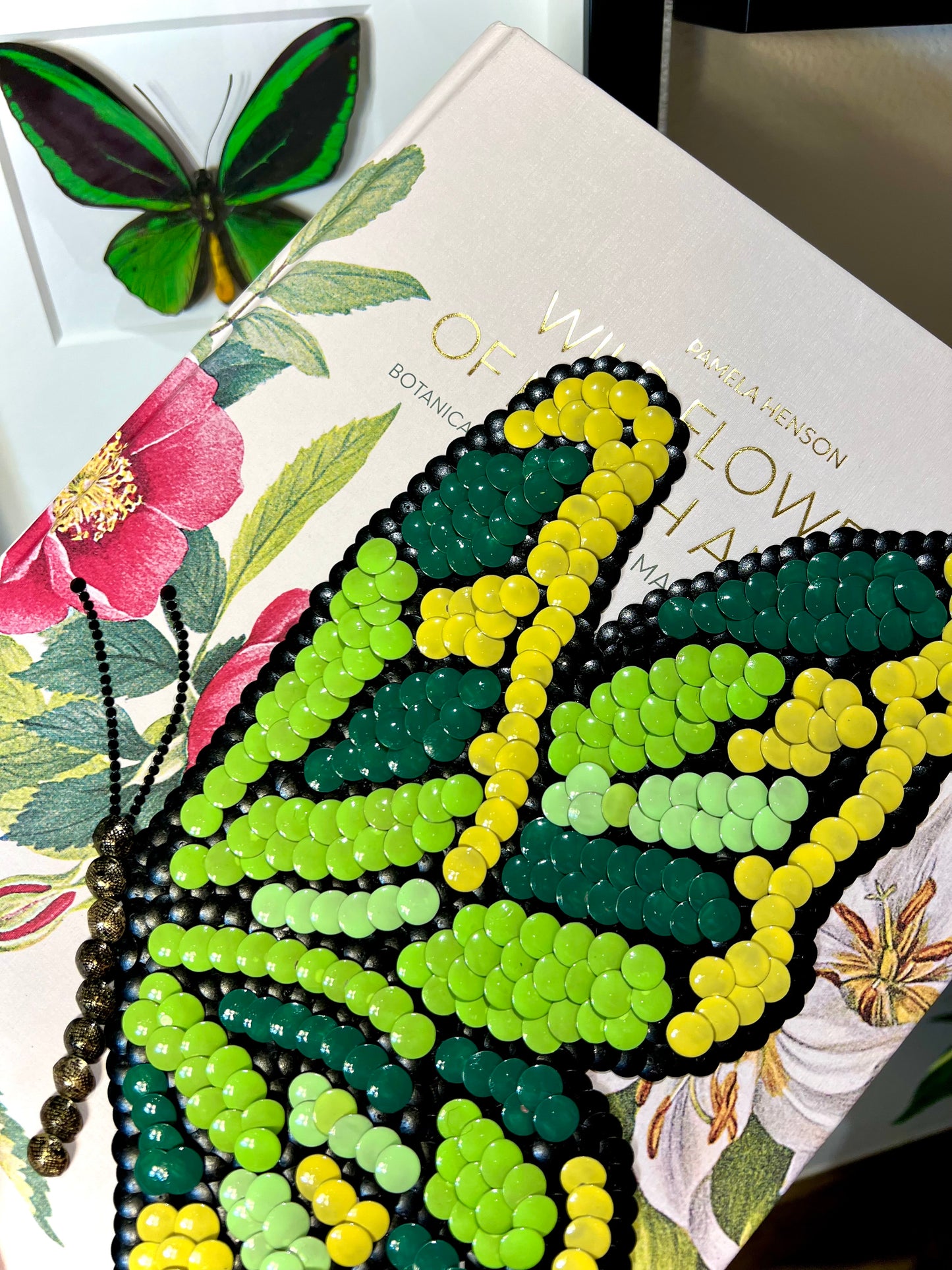 Green Butterfly Studded Coffee Table Book