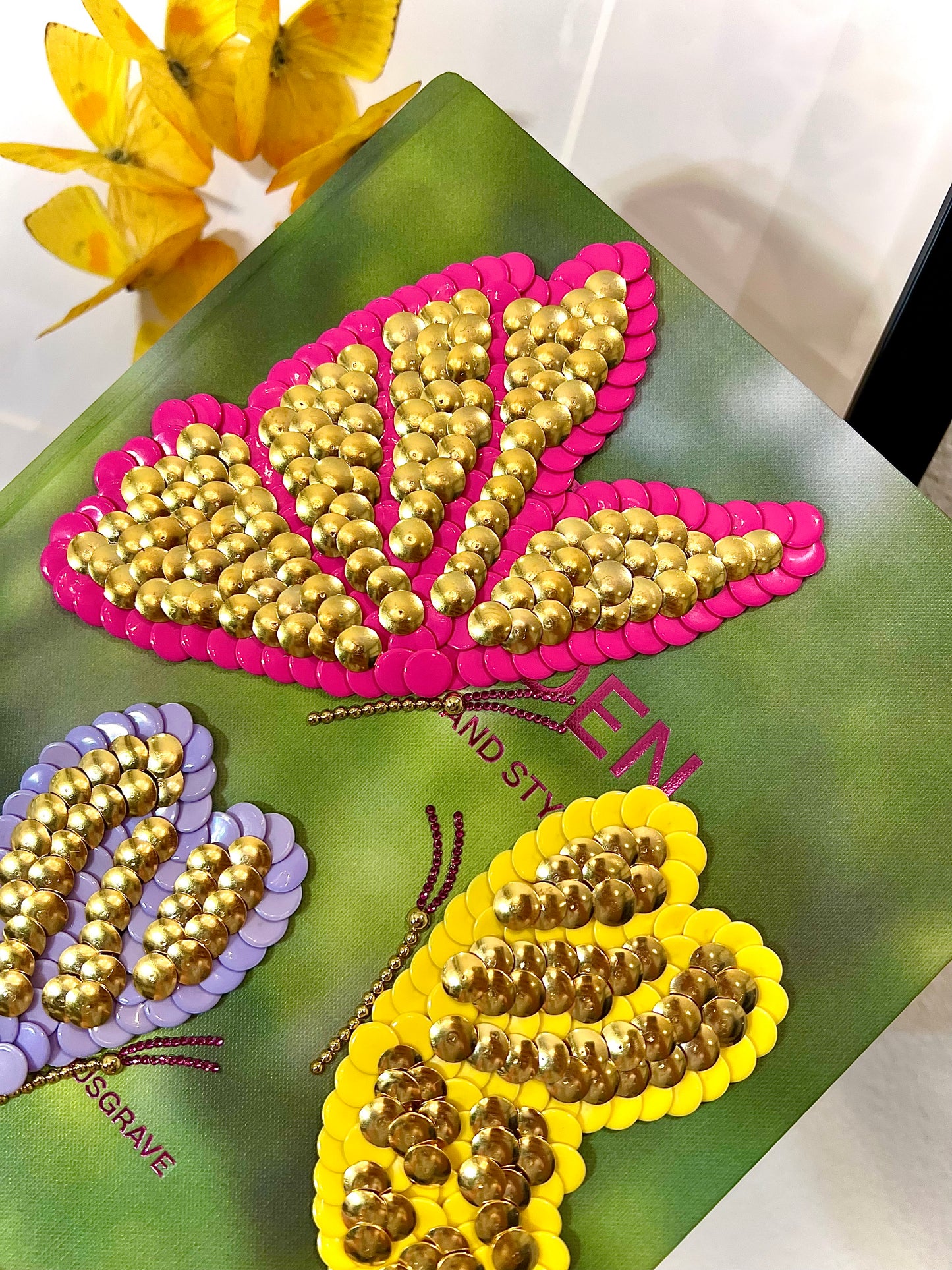 Little Colored Butterflies Studded Coffee Table Book