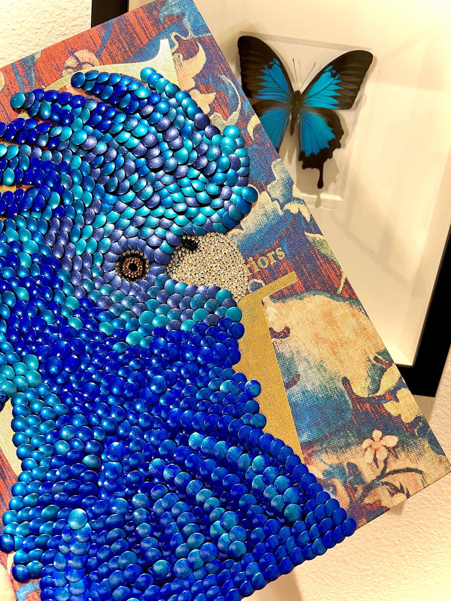 Blue Cockatoo Bird Studded Coffee Table Book