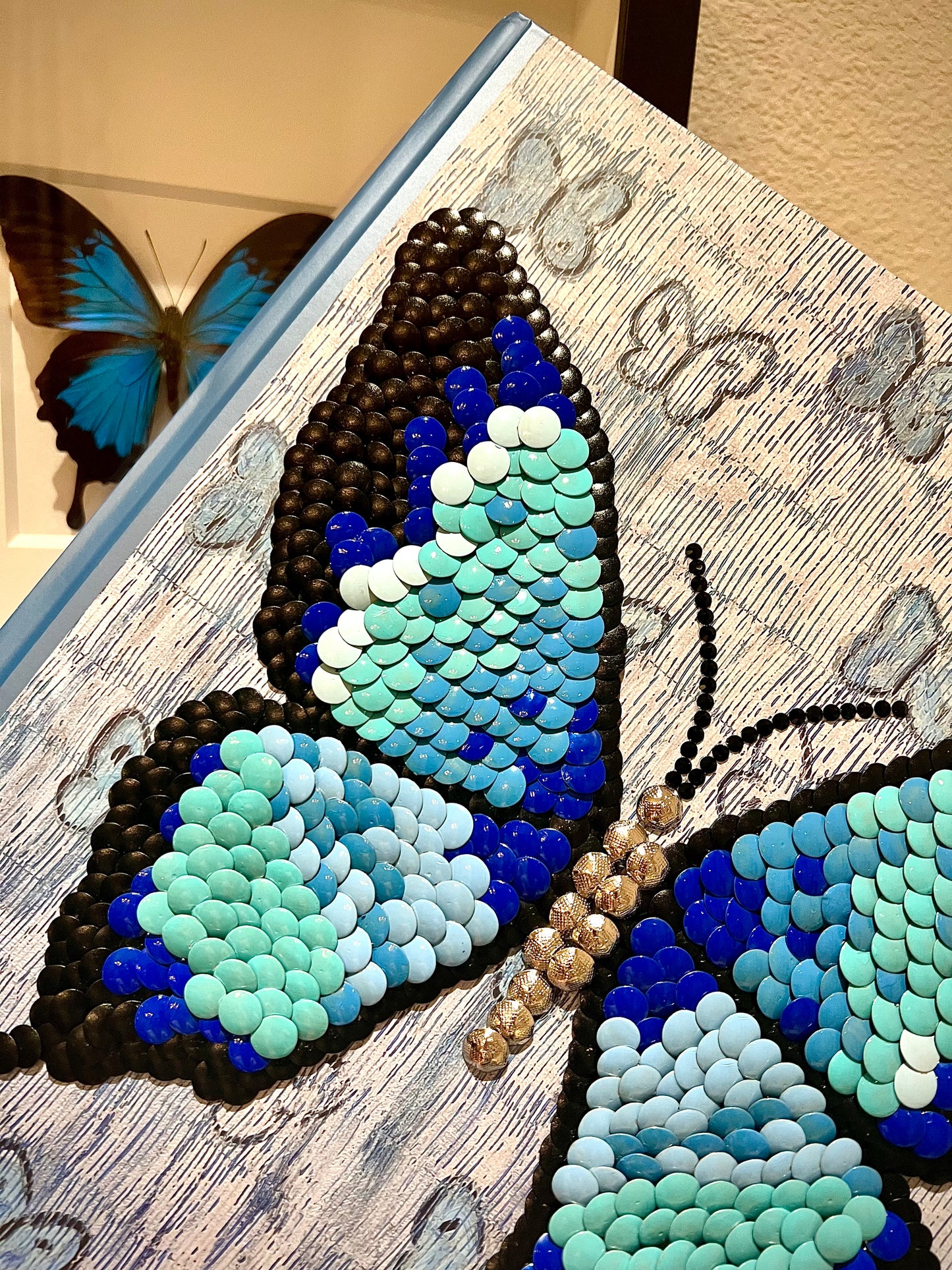 Blue Butterfly Studded Coffee Table Book