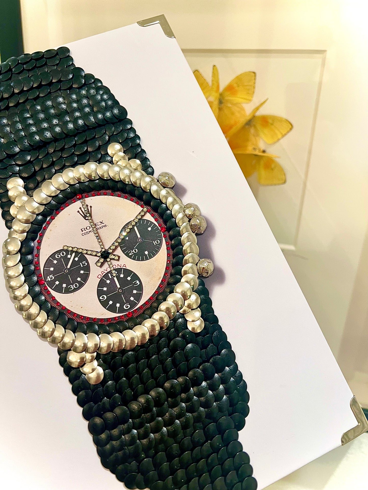 Black Band Strap Watch Studded Coffee Table Book