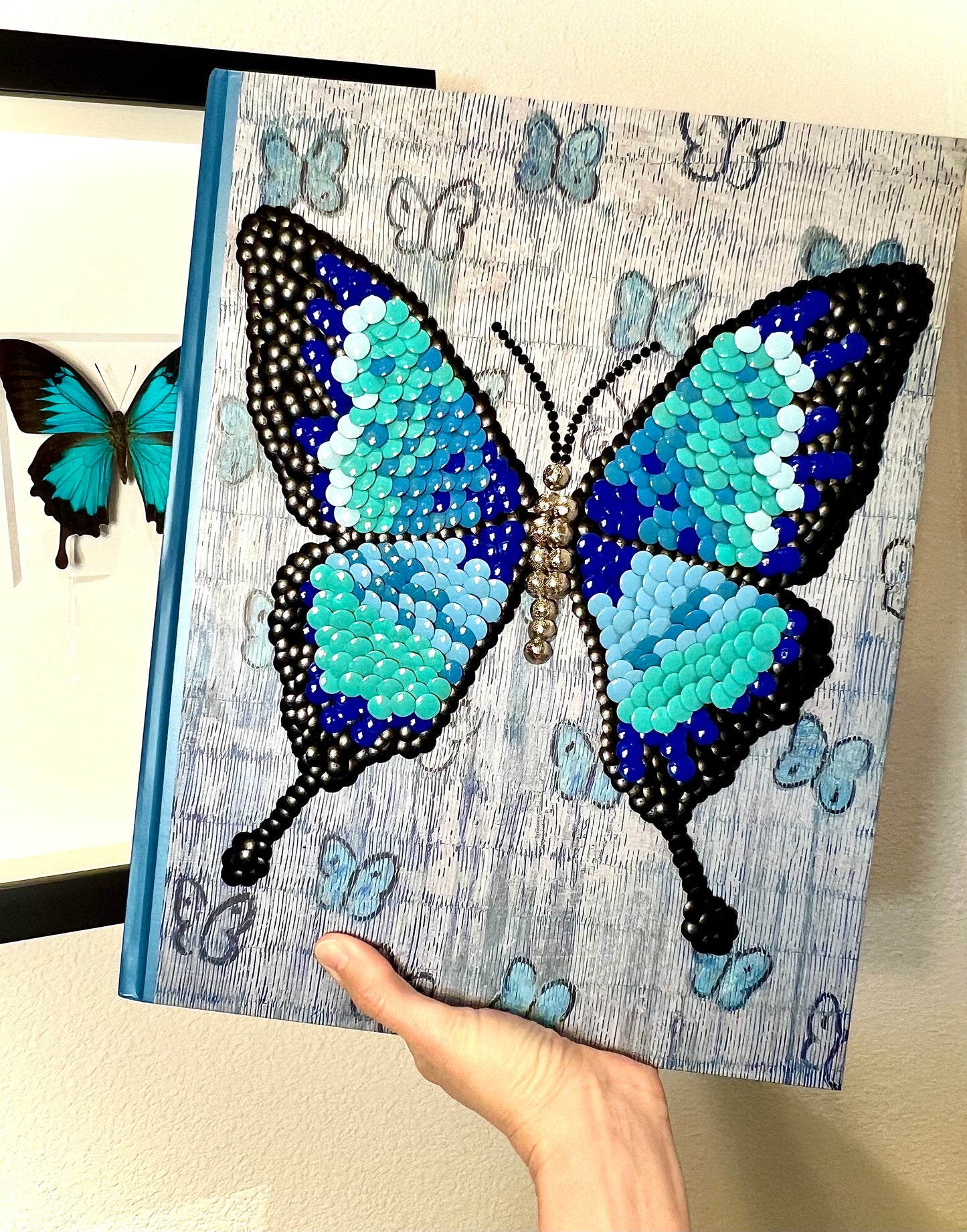 Blue Butterfly Studded Coffee Table Book