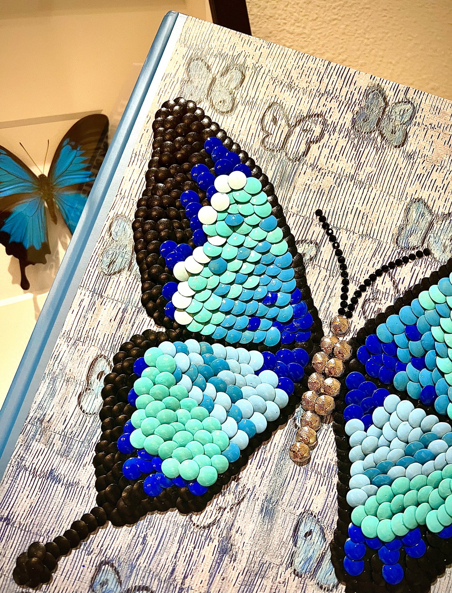 Blue Butterfly Studded Coffee Table Book