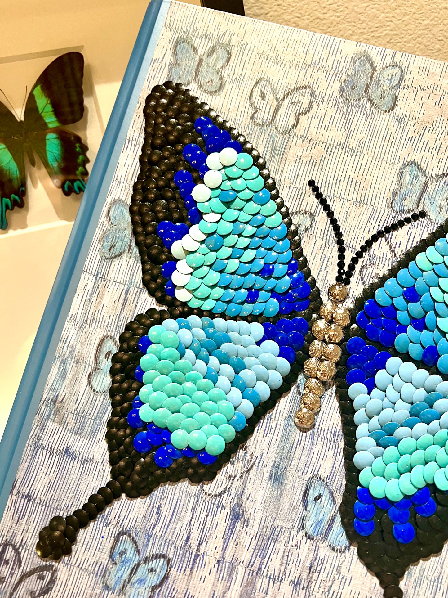 Blue Butterfly Studded Coffee Table Book