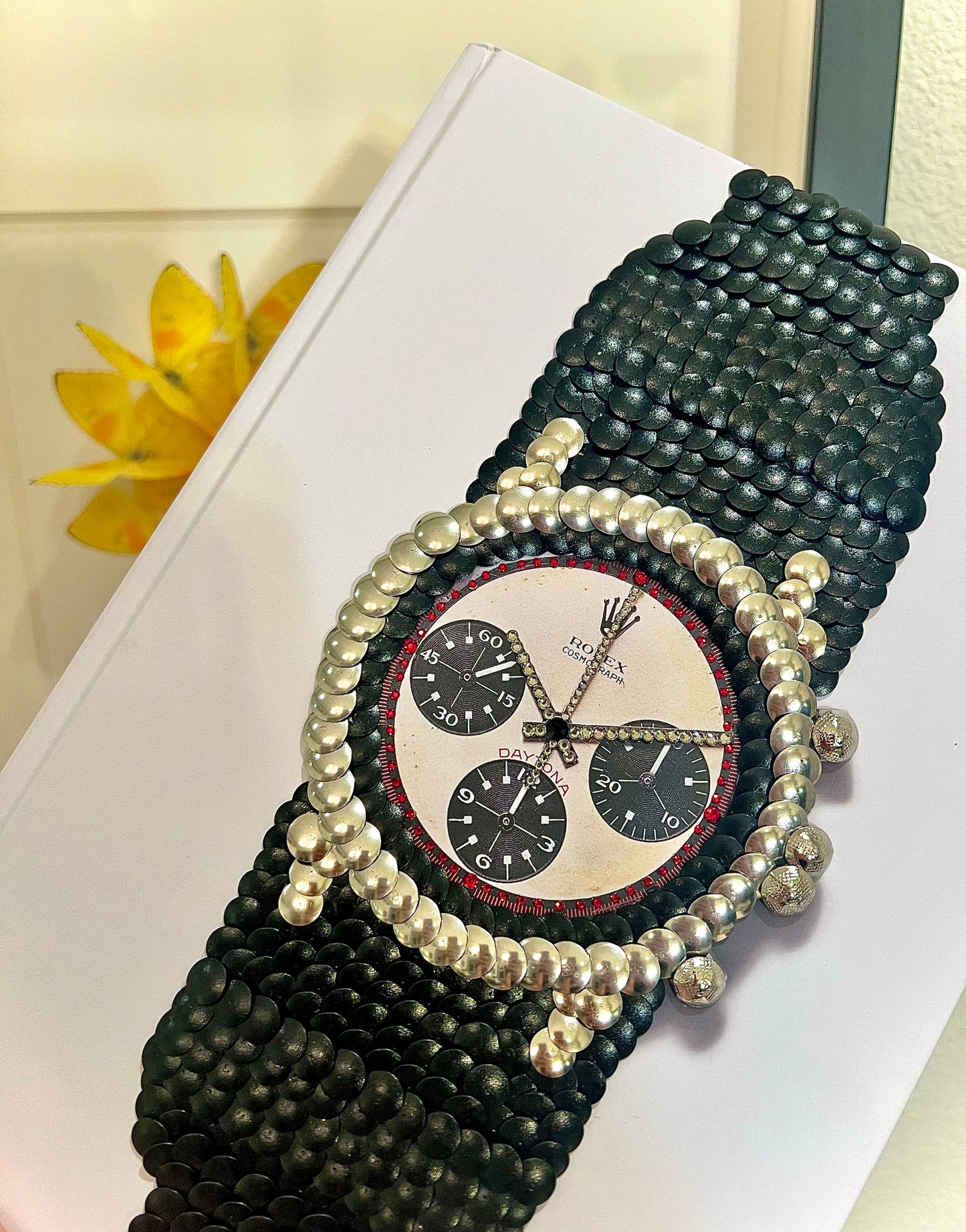 Black Band Strap Watch Studded Coffee Table Book