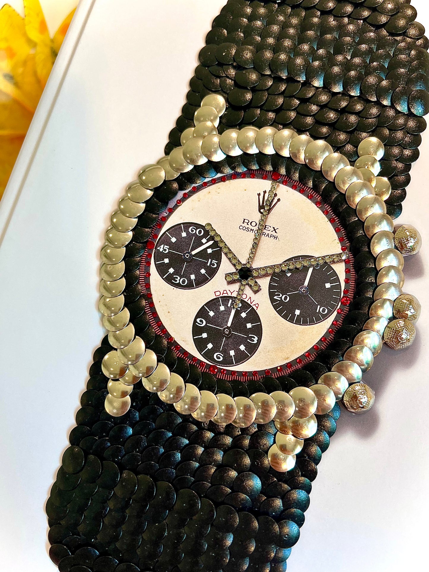 Black Band Strap Watch Studded Coffee Table Book