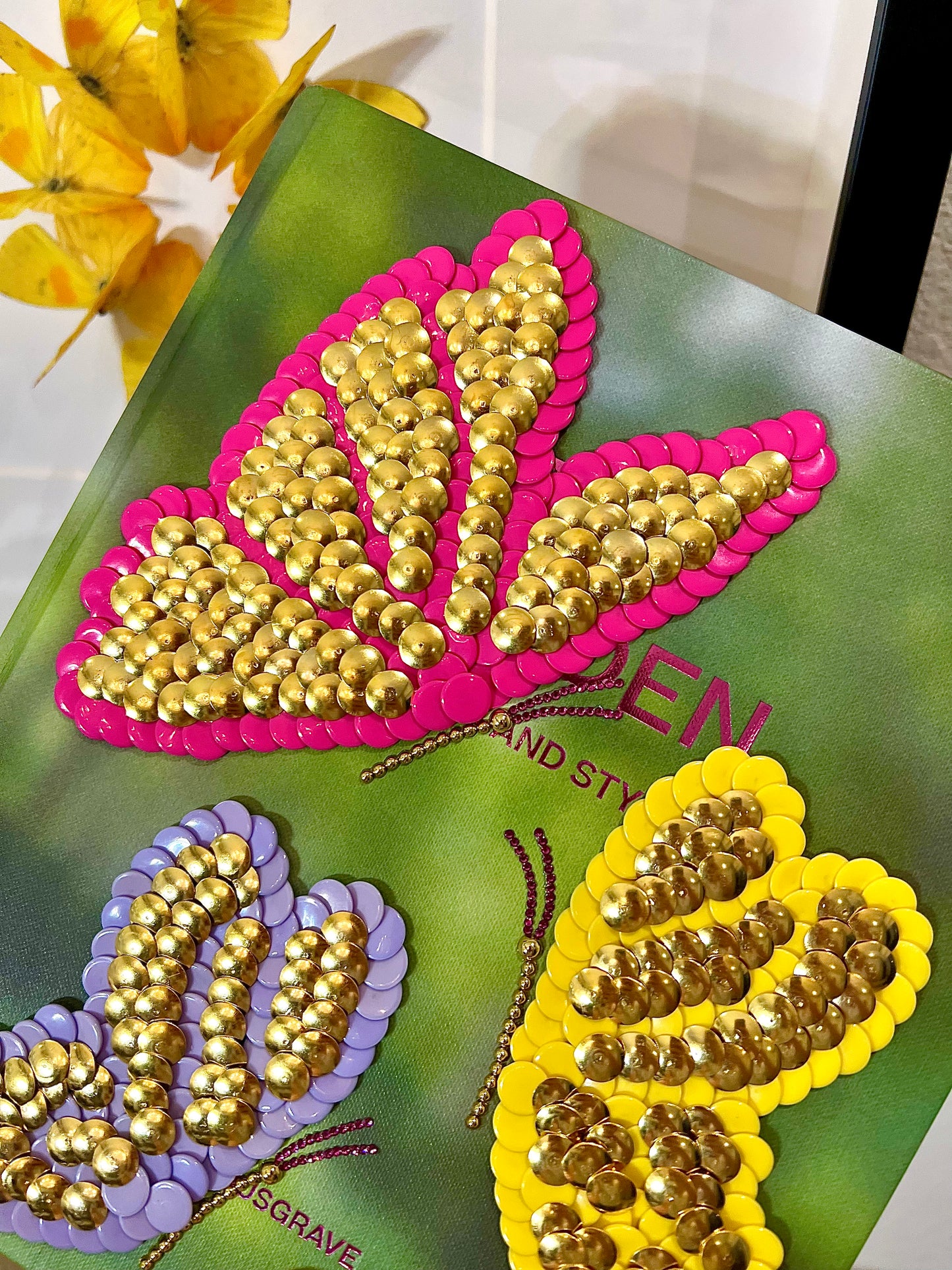 Little Colored Butterflies Studded Coffee Table Book