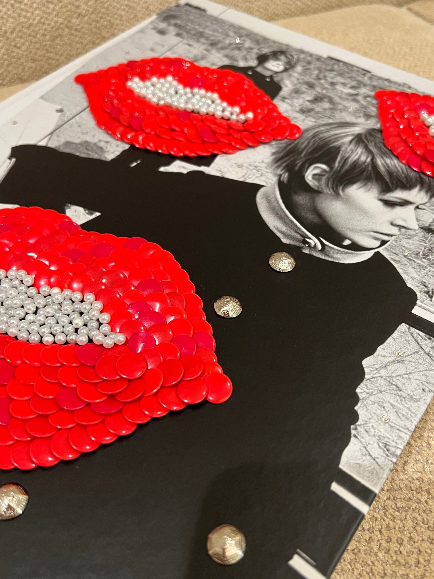 Red Lips with Pearls Studded Coffee Table Book