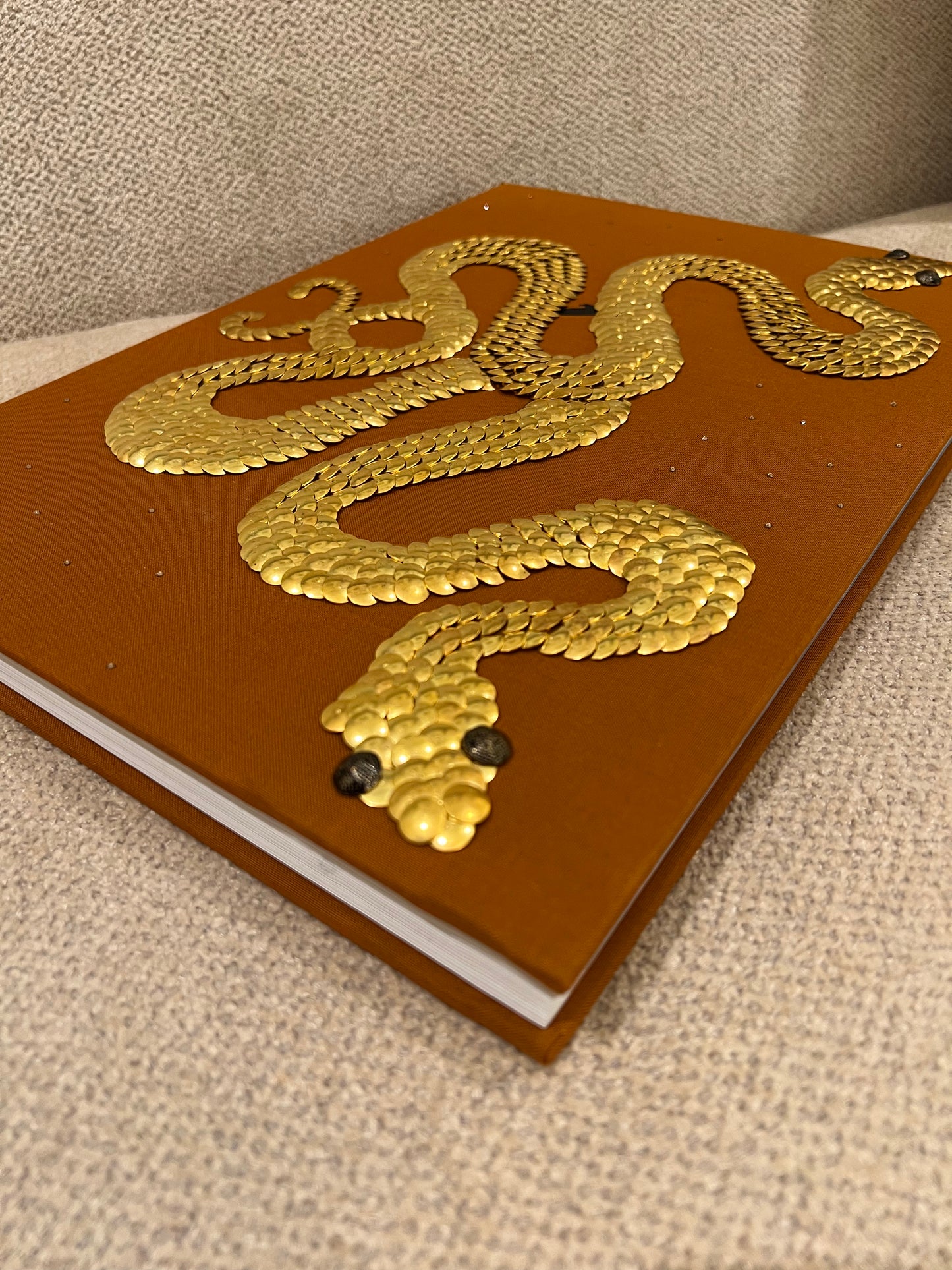 Double Gold Snakes Studded Coffee Table Book