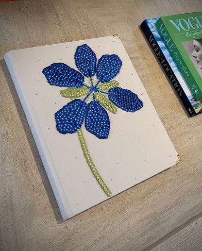 Blue Flower Studded Coffee Table Book