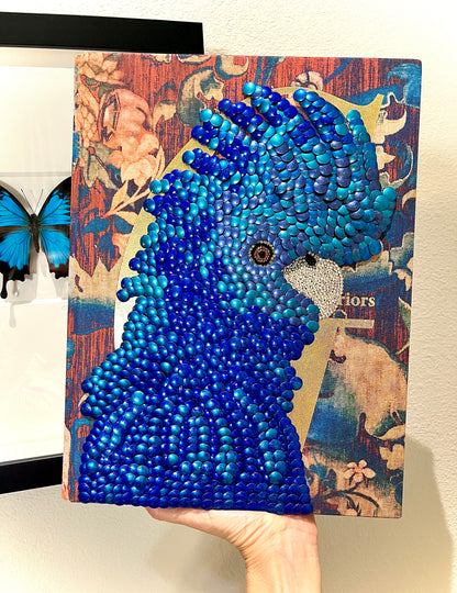 Blue Cockatoo Bird Studded Coffee Table Book