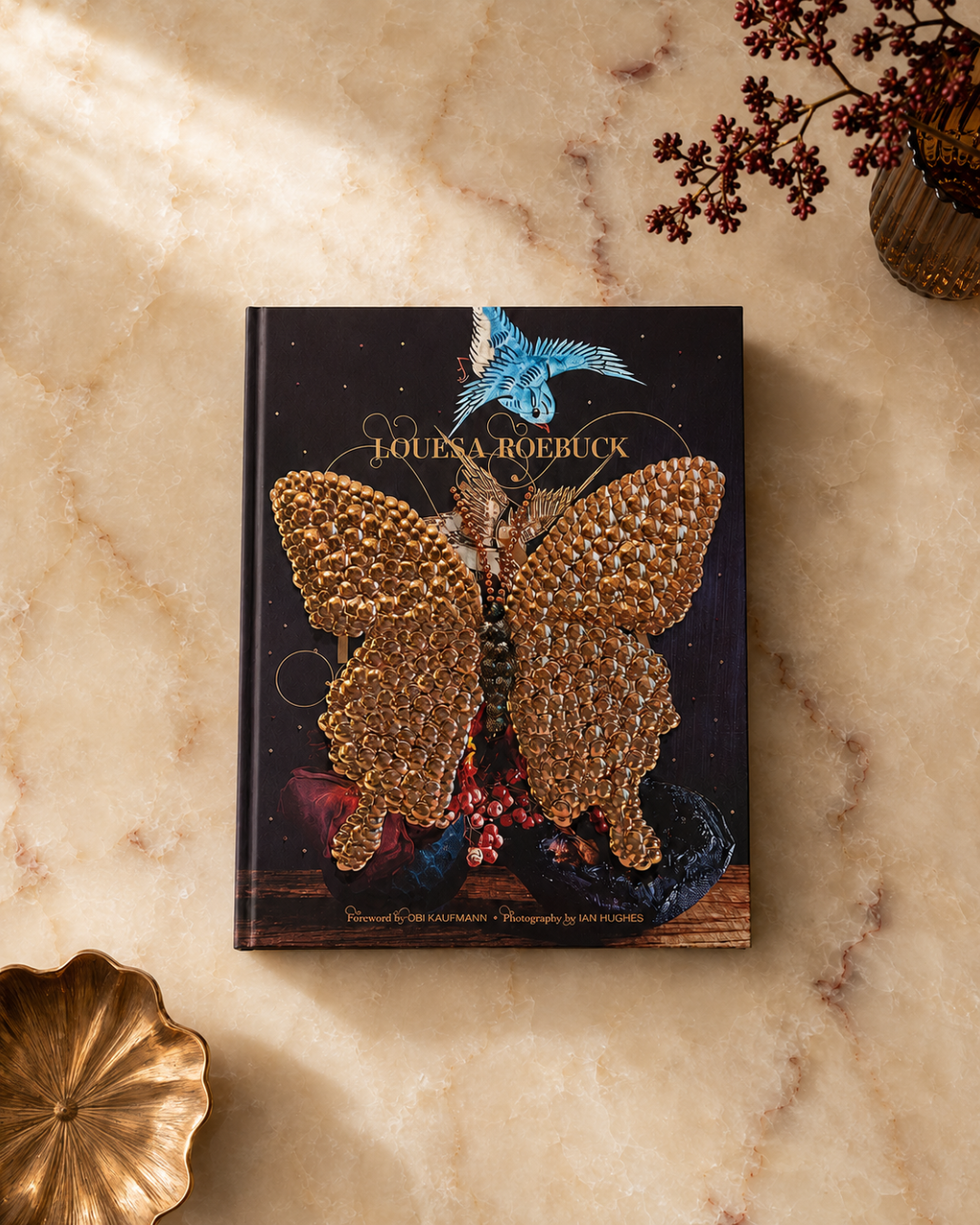Rose Gold Butterfly Studded Coffee Table Book