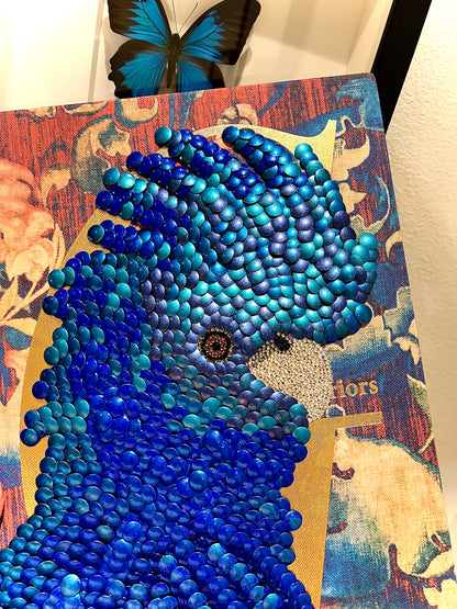 Blue Cockatoo Bird Studded Coffee Table Book