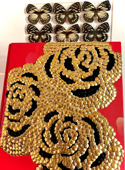 Gold Roses Studded Coffee Table Book