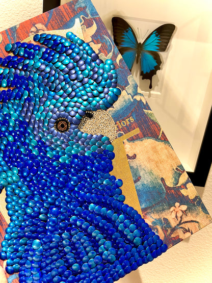 Blue Cockatoo Bird Studded Coffee Table Book
