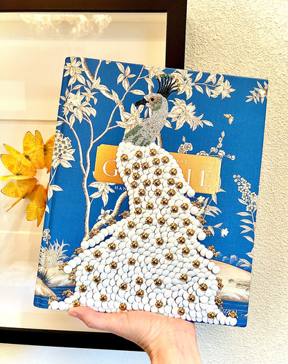 White Peacock Studded Coffee Table Book