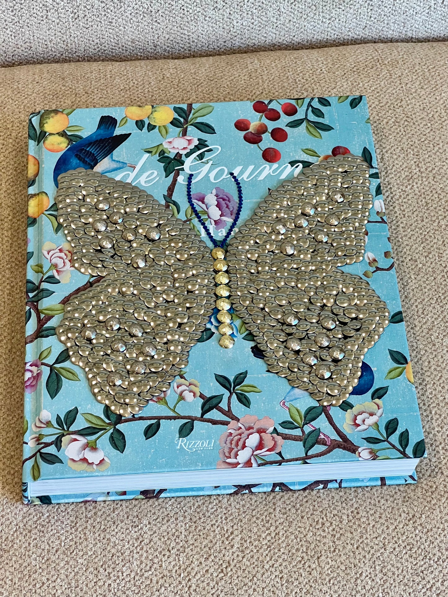 Silver Butterfly Studded Coffee Table Book