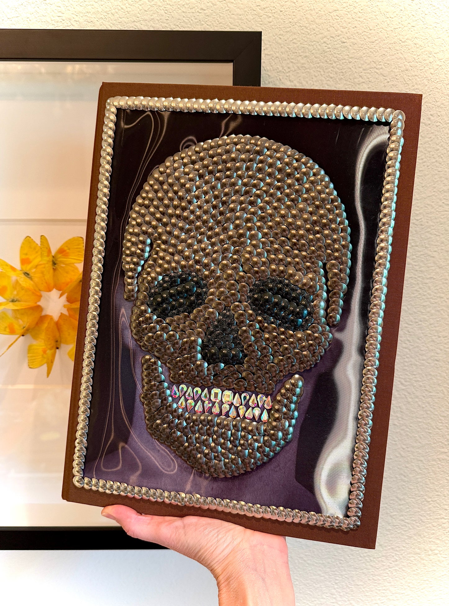 Gun Metal Skull Studded Coffee Table Book