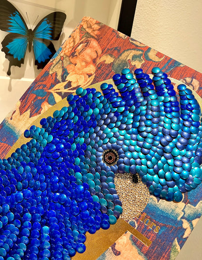 Blue Cockatoo Bird Studded Coffee Table Book