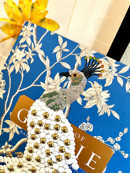 White Peacock Studded Coffee Table Book