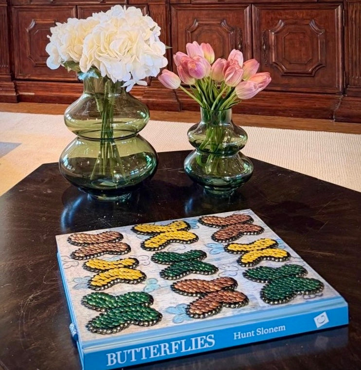 Green, Yellow, Copper Fluttering Butterflies Studded Book