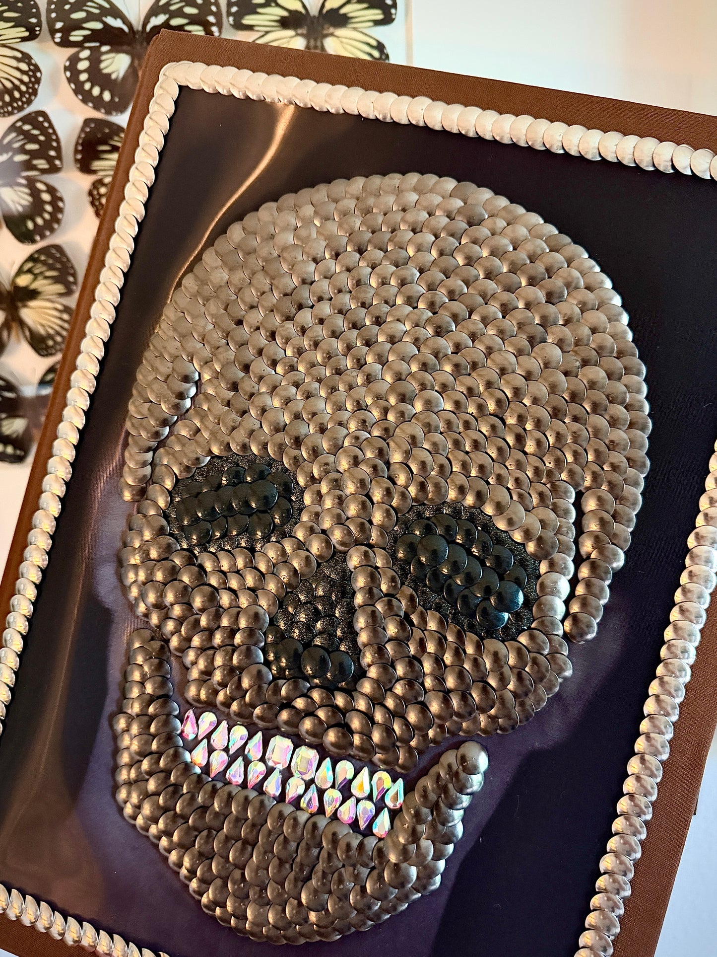 Gun Metal Skull Studded Coffee Table Book