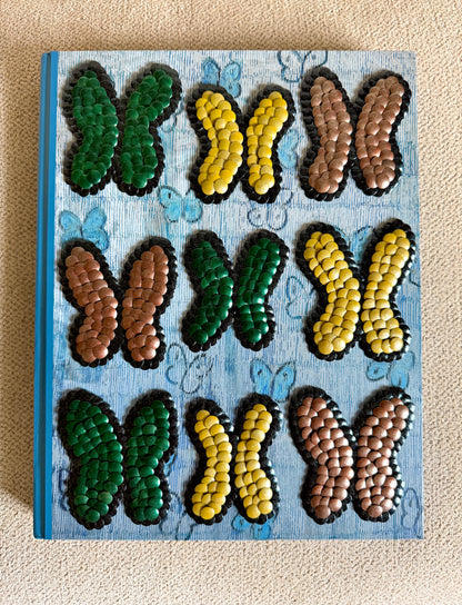 Green, Yellow, Copper Fluttering Butterflies Studded Book