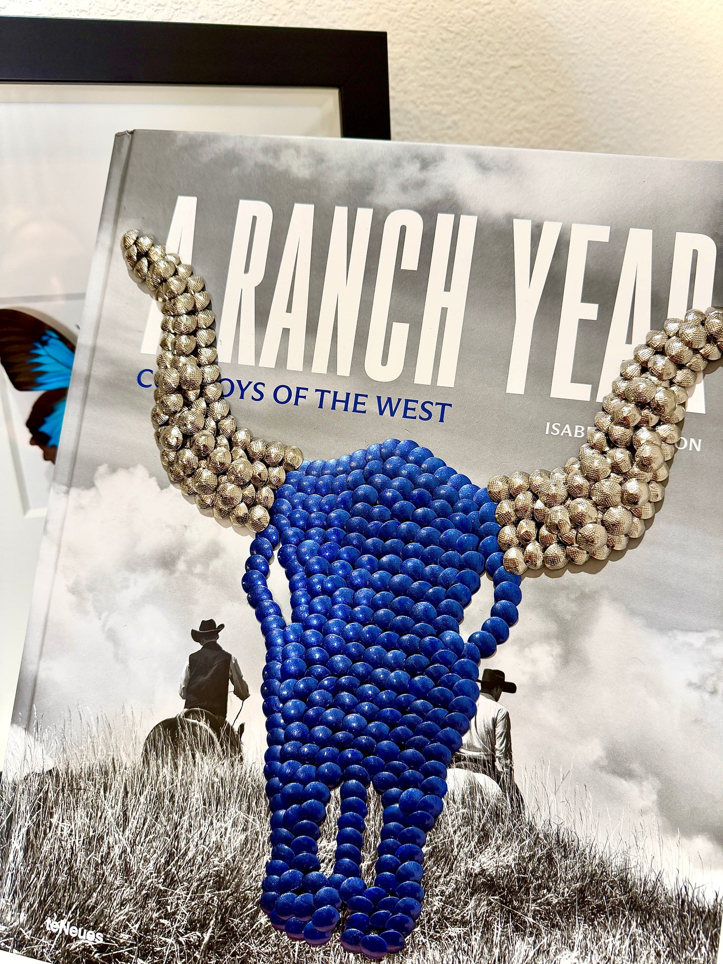 Blue longhorn Studded Coffee Table Book
