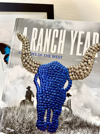 Blue longhorn Studded Coffee Table Book