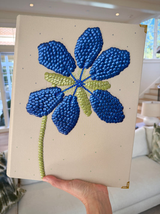 Blue Flower Studded Coffee Table Book