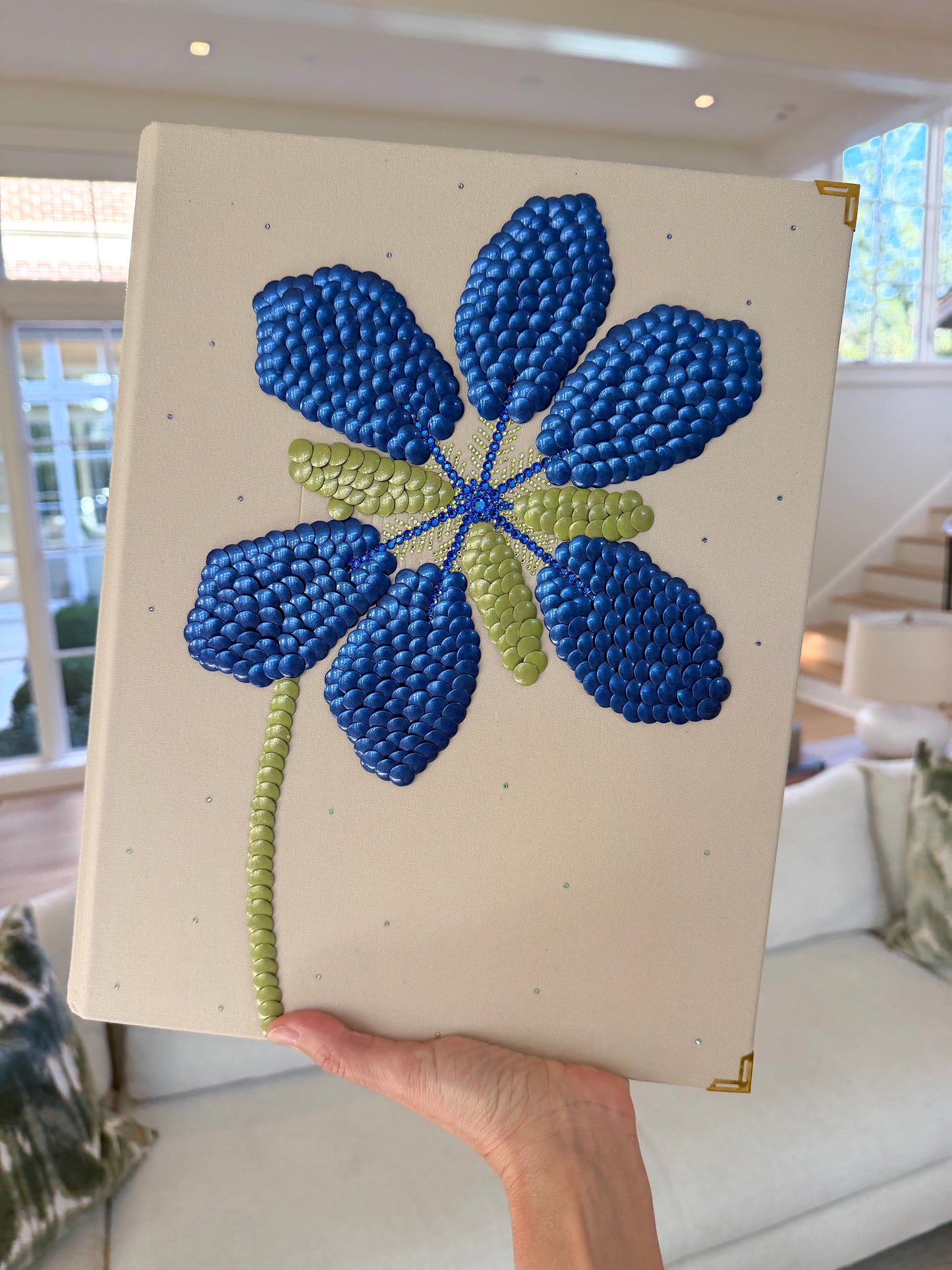 Blue Flower Studded Coffee Table Book
