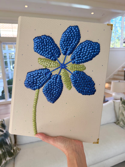 Blue Flower Studded Coffee Table Book