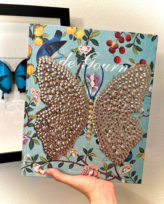 Silver Butterfly Studded Coffee Table Book