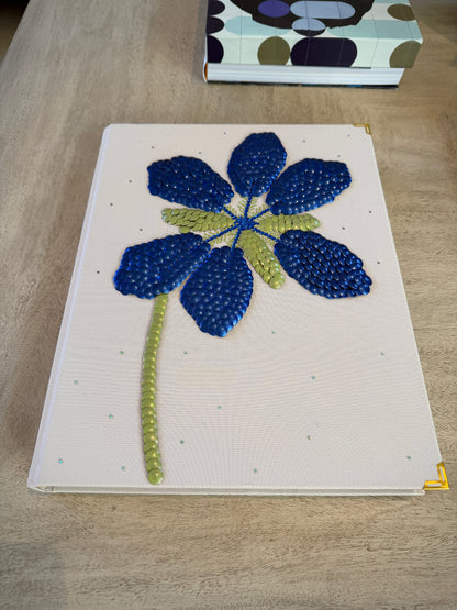 Blue Flower Studded Coffee Table Book