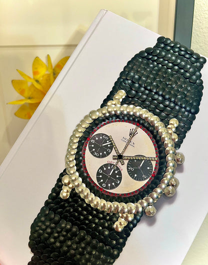 Black Band Strap Watch Studded Coffee Table Book