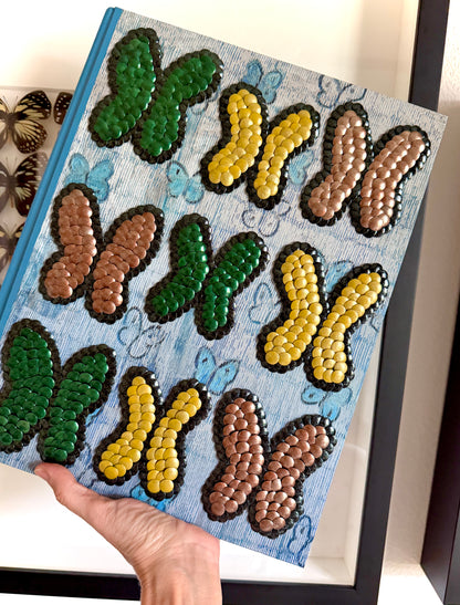 Green, Yellow, Copper Fluttering Butterflies Studded Book