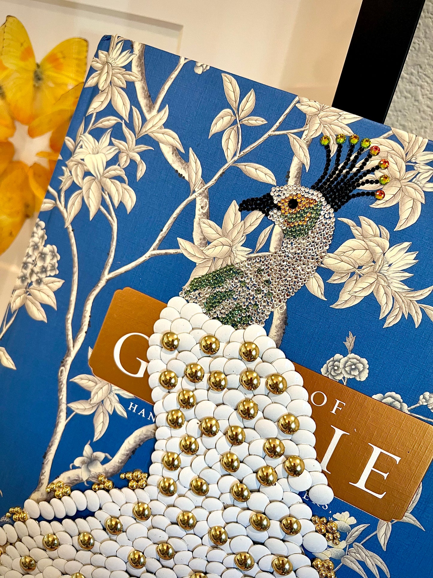 White Peacock Studded Coffee Table Book