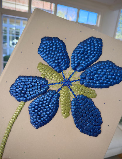 Blue Flower Studded Coffee Table Book