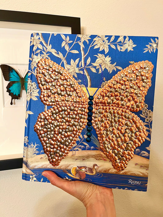 Rose Gold & Silver Butterfly Studded Coffee Table Book