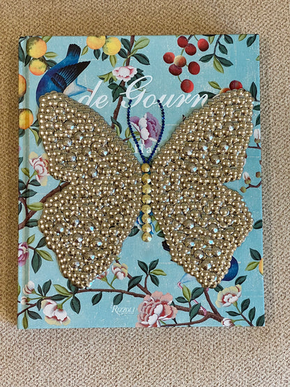 Silver Butterfly Studded Coffee Table Book