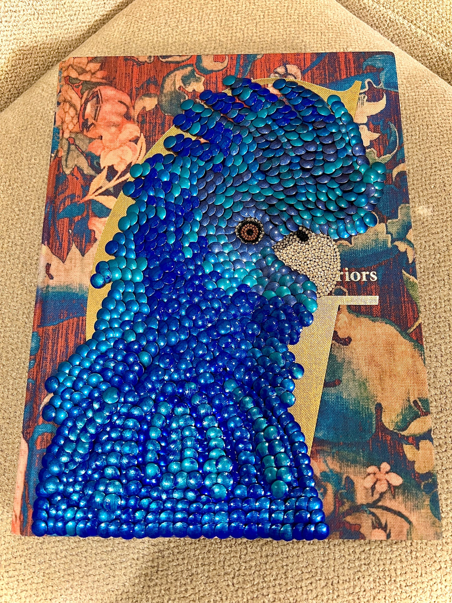 Blue Cockatoo Bird Studded Coffee Table Book