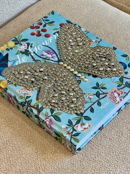 Silver Butterfly Studded Coffee Table Book