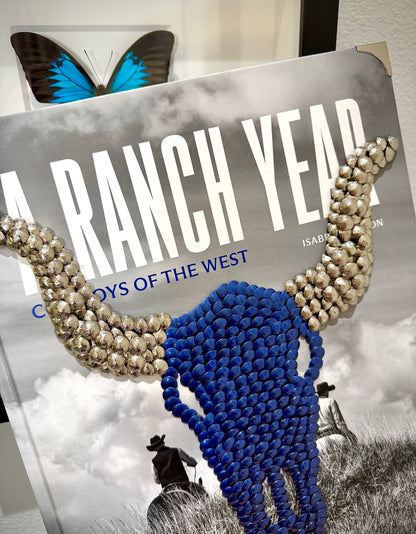 Blue longhorn Studded Coffee Table Book