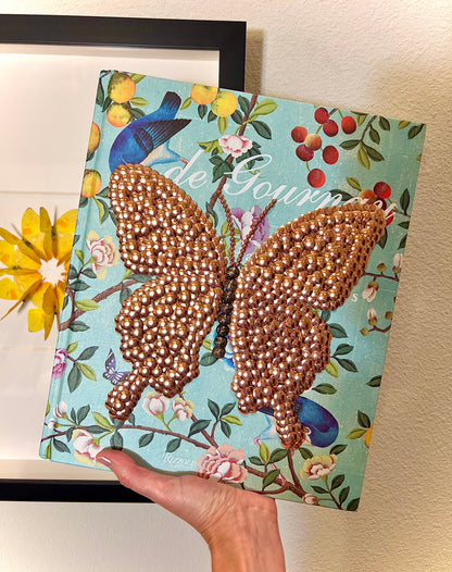 Rose Gold Butterfly Studded Coffee Table Book