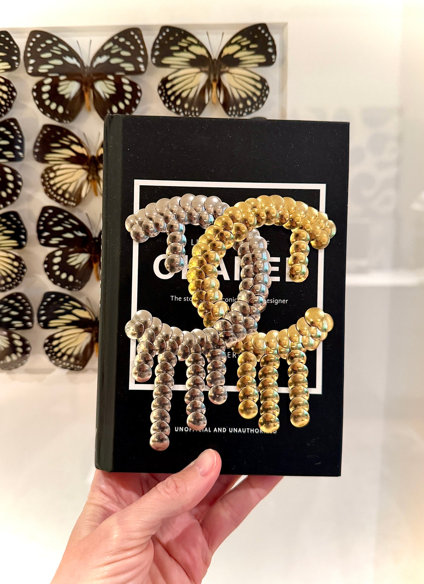 Silver/Gold Drip CHNEL Little Studded Book