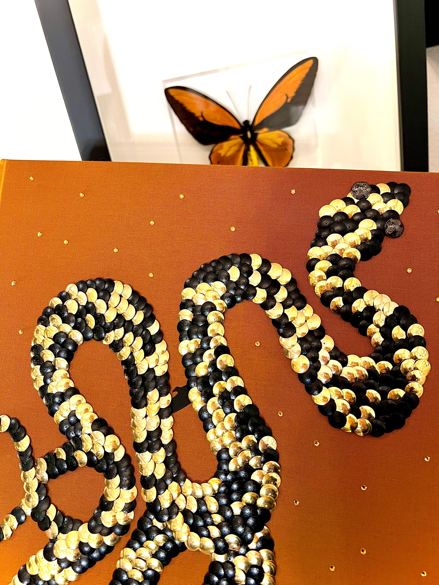 Double Black & Gold Snakes Studded Book