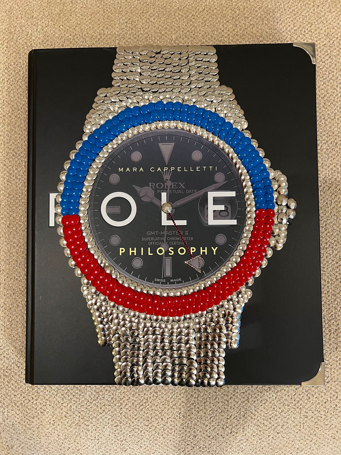 Blue & Red Bezel Watch Studded Coffee Table Book